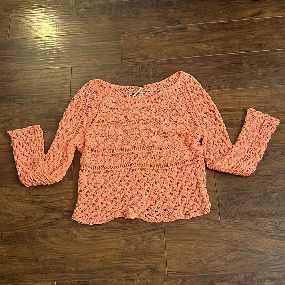 Free People Crashing Waves Cotton Pullover, sz Medium